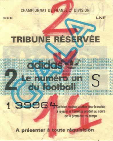 Billet 1983_1984 - Barrage retour match1 (interrompu) - Racing Club de Paris 0-1 Nice (Stade Yves du Manoir le 05/05/1984)