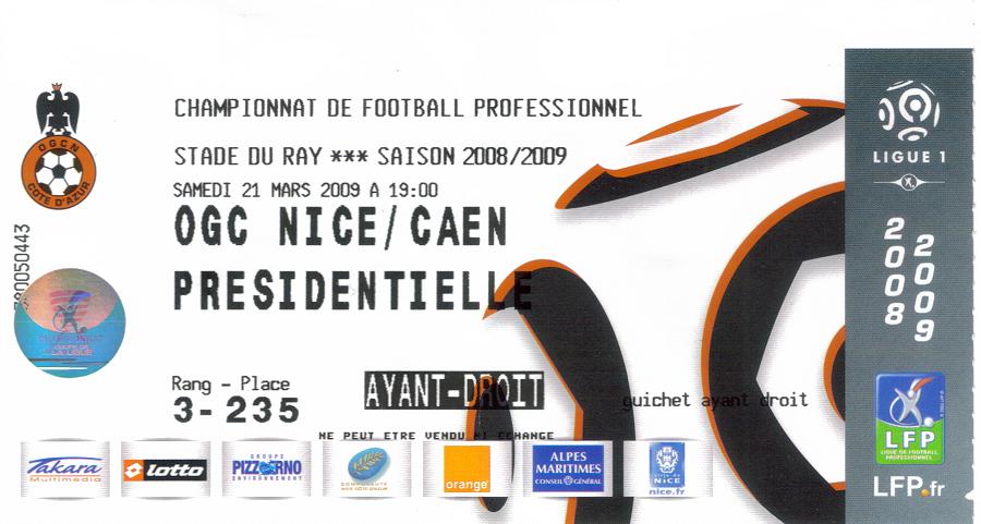 Billet 2008_2009 - 29è journée L1 - Nice-Caen