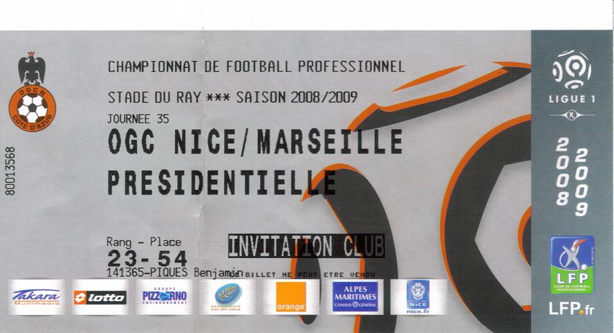 Billet 2008_2009 - 35è journée L1 - Nice-Marseille
