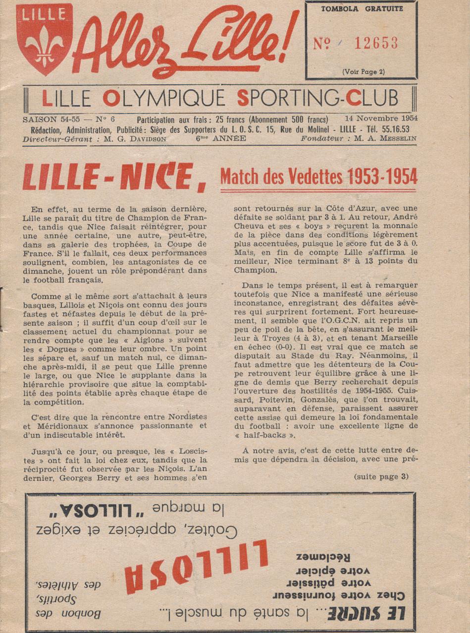 Prog Lille-Nice 54/55