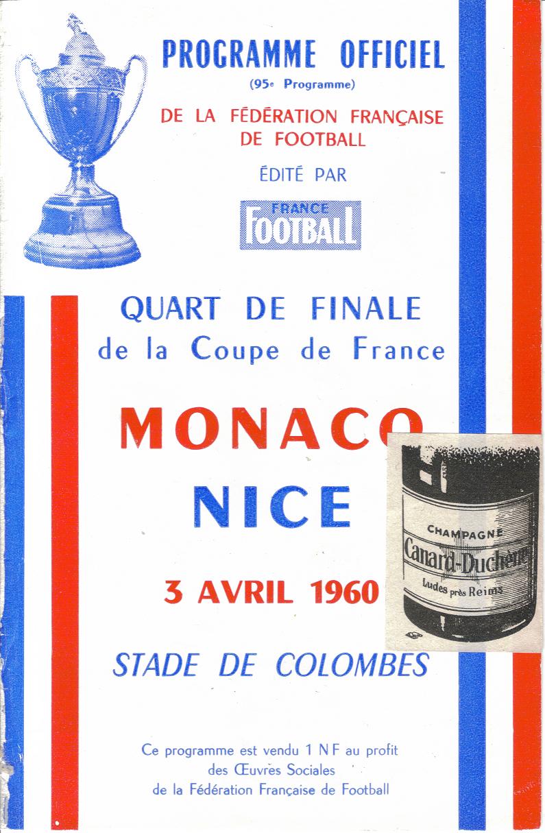 Prog 1959_1960 - Quart de finale CdF - Monaco-Nice