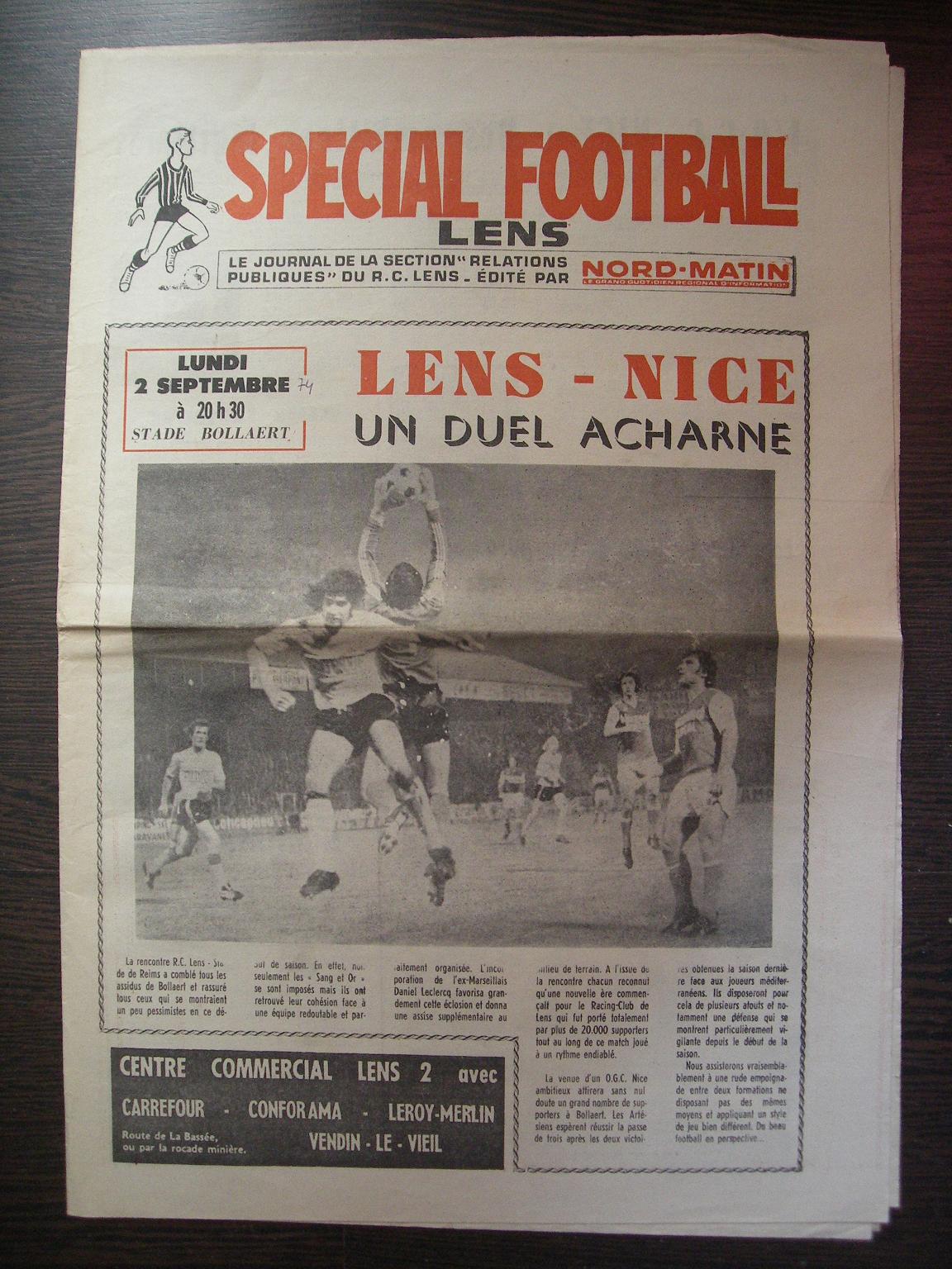 Prog 1974_1975 - 07è journée D1 - Lens-Nice