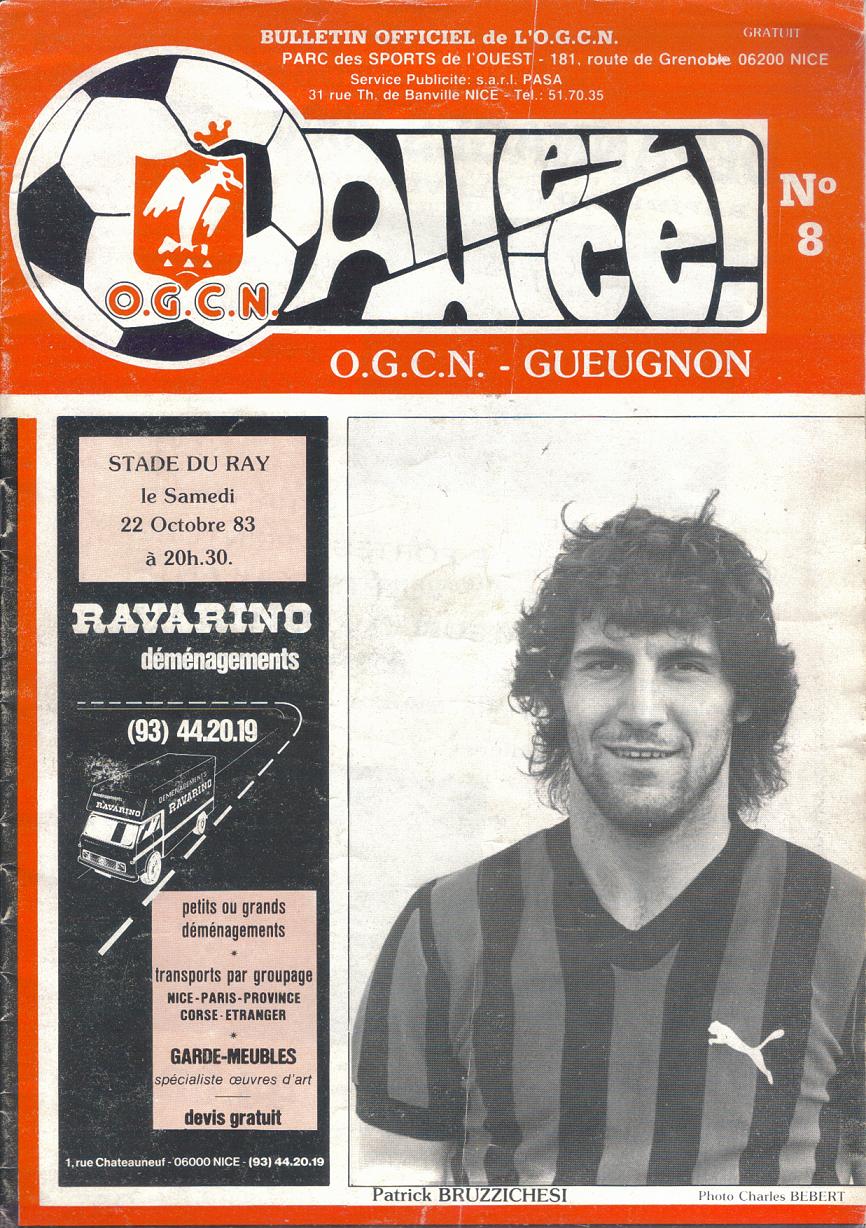 Prog 1983_1984 - 16è journée D2 Gpe A - Nice-Gueugnon