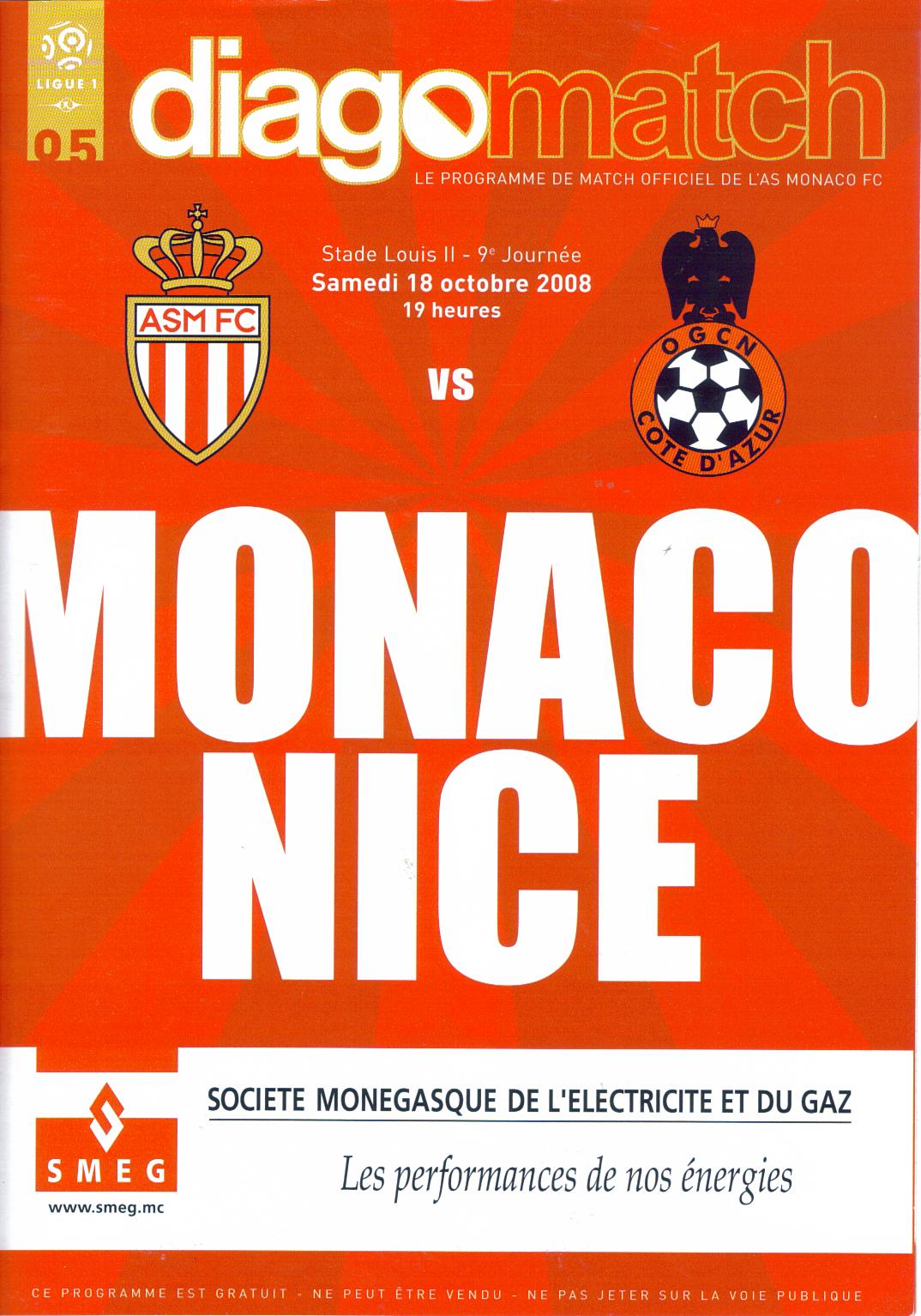 Prog 2008_2009 - 09è journée L1 - Monaco 1-2 Nice (Stade Louis II le 18/10/08)